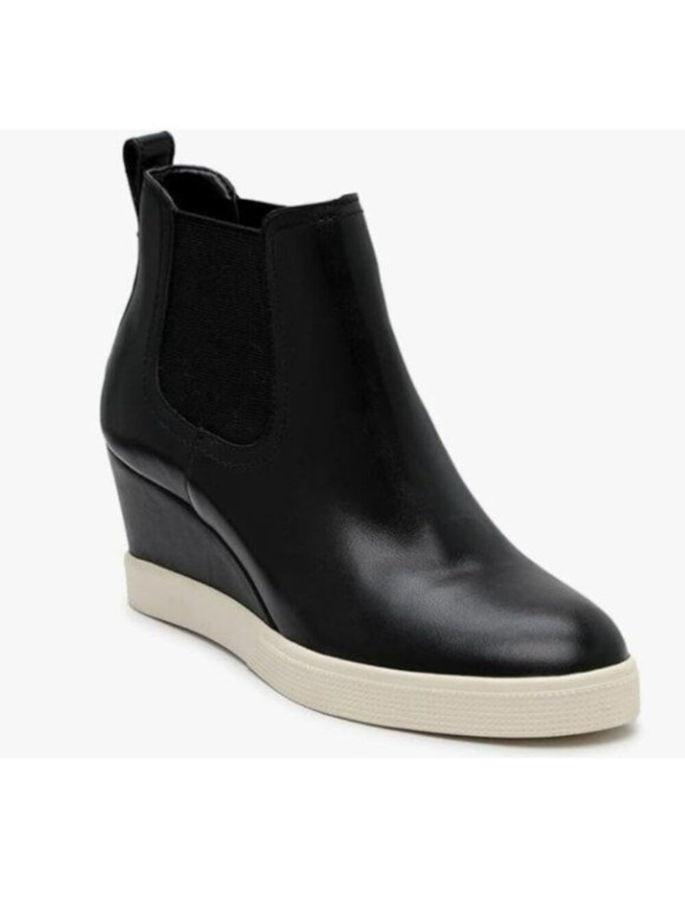 FOWT Black Wedge Sneaker Chelsea Boots Wide Width Ankle Boot Waterproof Shoes
